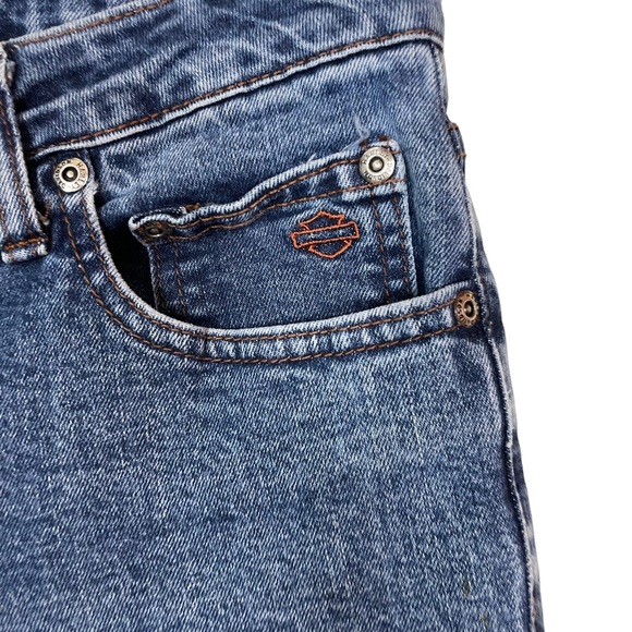 Harley Davidson Bootcut Motorcycle Riding Blue Denim Medium Washed Jeans Size 8 - Picture 4 of 15